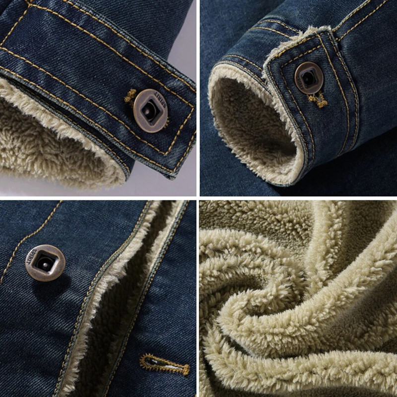 Talvine raske meeste jope, soe paks fliisist mootorratta teksariidest meeste mantel vabaaja riided Bomber teksajakk meeste suur suurus