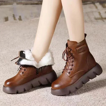 Αντιολισθητικές γυναικείες μπότες χειμερινού 2023 Βαμβακερές μπότες με χοντρή σόλα με επένδυση γυναικεία παπούτσια Κοντά βελούδινα γυναικεία ζεστά κοντά μποτάκια