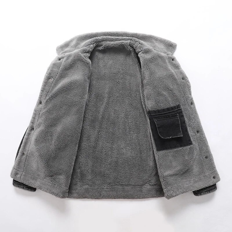 DIMUSI Zimske muške traper jakne Muška ležerna topla vjetrovka jakna od flisa Modna muška retro vojna jean kaputi Odjeća