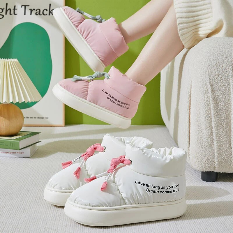 Mugavad pehme tallaga talvesaapad naiste veekindlad paksud plüüsist lumesaapad naistele vabaaja soojas hoidvad puuvillased polsterdatud kingad naistele