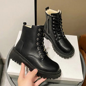 Veekindlad lumesaapad naiste sügistalvised paksud plüüsist platvormiga pahkluusaapad Naise Pu-nahast soojad libisemiskindlad puuvillased saapad