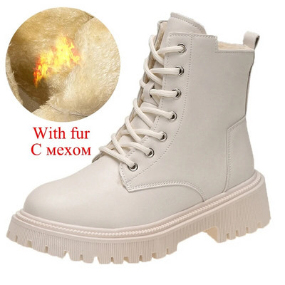 Veekindlad lumesaapad naiste sügistalvised paksud plüüsist platvormiga pahkluusaapad Naise Pu-nahast soojad libisemiskindlad puuvillased saapad