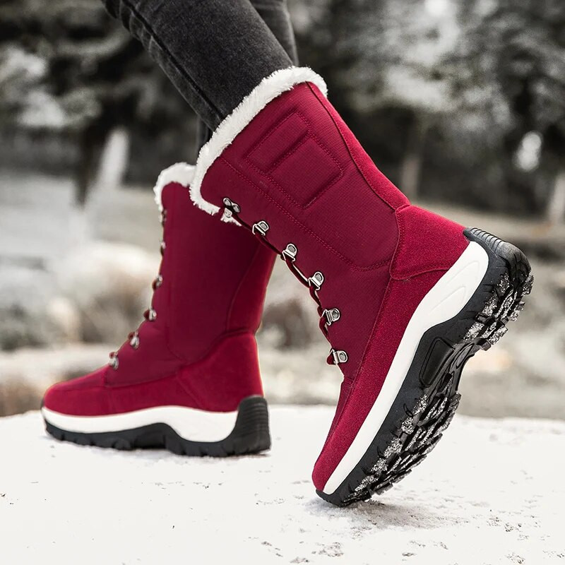 Moipheng naiste talvesaapad veekindlad talvised sääre keskosa lumesaapad Naiste platvormkingad paksu karvaga Botas Mujer võitlussaapad