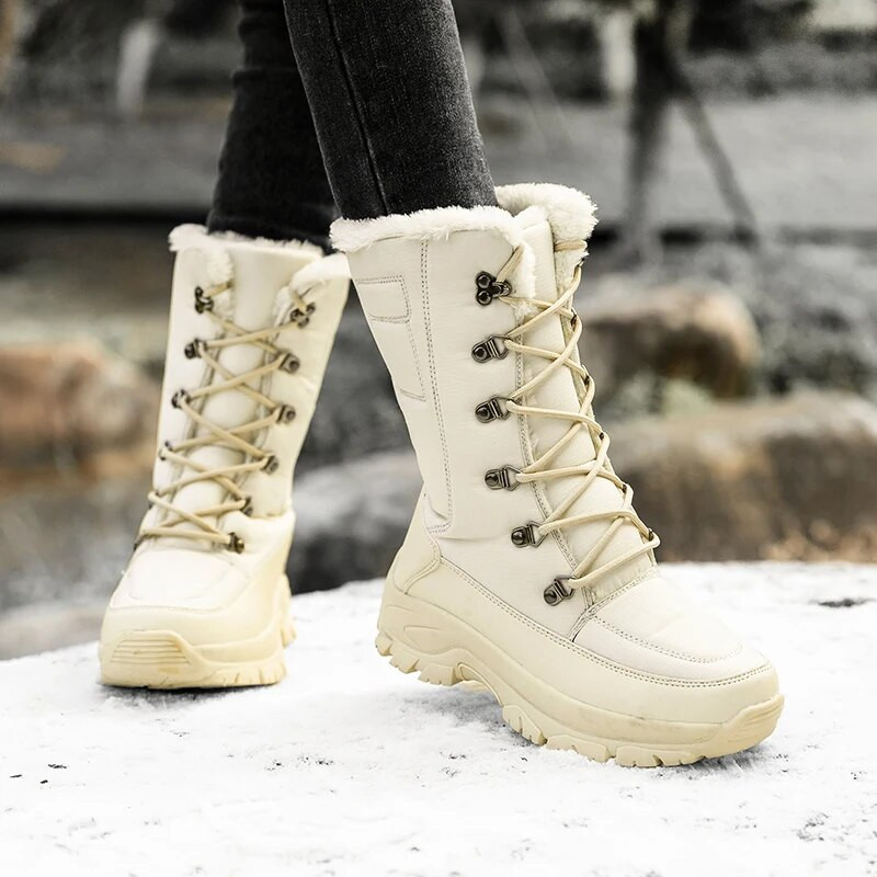 Moipheng naiste talvesaapad veekindlad talvised sääre keskosa lumesaapad Naiste platvormkingad paksu karvaga Botas Mujer võitlussaapad