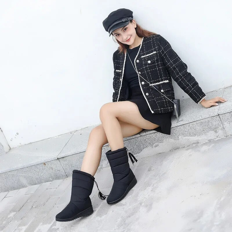 Talvised naiste saapad Poolsaapad Alla Lumesaapad Veekindlad Tutt Talvekingad Naistele Soojad Karusnahad Mustad Saapad Naistele Botas Mujer