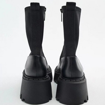 Черни ботуши TRAF Дамски боти до глезена зима 2022 г. Дамски обувки с дебели подметки Високи токчета Къси боти до глезена Дамски обувки за жени