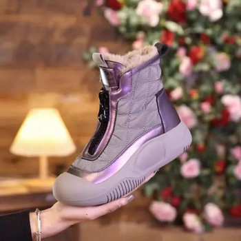 Зимни дамски плюшени ботуши за сняг Нови топли дамски обувки Къси ботуши с дебела подметка Дамски памучни обувки с връзки Botas De Mujer