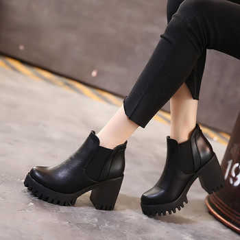 Νέο σε γυναικείες μπότες Άνετα και κομψά  Hot Fur Shoes Woman Winter 2023 Chelsea Autumn Black Fashion Booties
