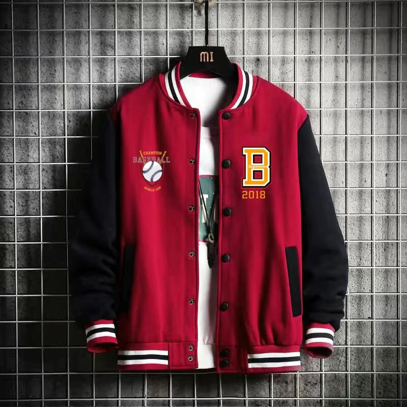 Supzoom New Arrival Letter Rib Varrukas Puuvillane Moe Logo Üherealine vabaaja Bomber Pesapallijakk Lahtine kardigan mantel