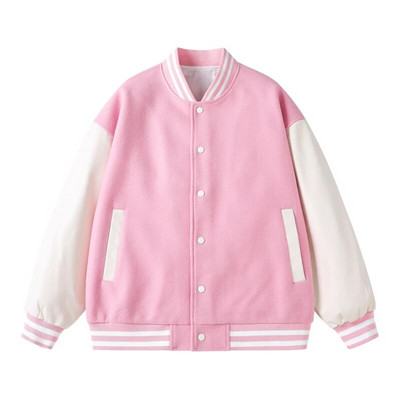 Pesapallijakid Uus moodne kvaliteet lapitehnika, nööbid, nahast varrukad, spordimantel, naiste meeste meeskond, kohandatud pesapallijope