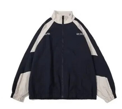 Japāņu krāsas bloķējošs statīvs apkakle vīriešu jaka Harajuku modes brīvs ikdienas beisbola uzvalks pāris High Street lielizmēra mētelis