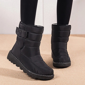Rimocy Нехлъзгащи се водоустойчиви зимни ботуши за жени 2023 Дебели плюшени зимни ботуши на глезена Дамски обувки на платформа Топли обувки с памучна подплата