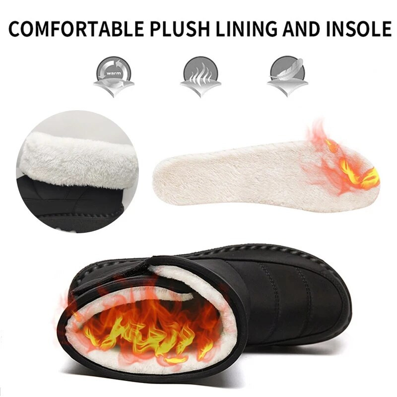 Αντιολισθητικές αδιάβροχες γυναικείες μπότες για χιόνι Rimocy 2023 Χοντρά βελούδινα χειμερινά μποτάκια γυναικεία πλατφόρμα Keep ζεστά, βαμβακερά παπούτσια με επένδυση