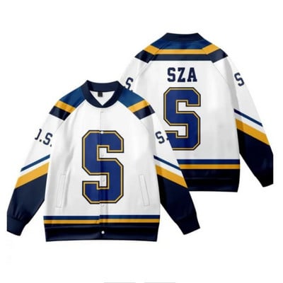 SZA JERSEY SOS naujas albumas Merch beisbolo striukė Moteriška Vyriška striukė Viršutinė striukė Gatvės apranga Hiphopo koledžo beisbolo uniforma