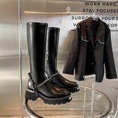 metaliniai pankų stiliai, moteriški šlaunys aukšti batai madingi nugaros užtrauktukai, moteriški platforma, aukšti batai, aukšti batai, žieminiai, stori padai