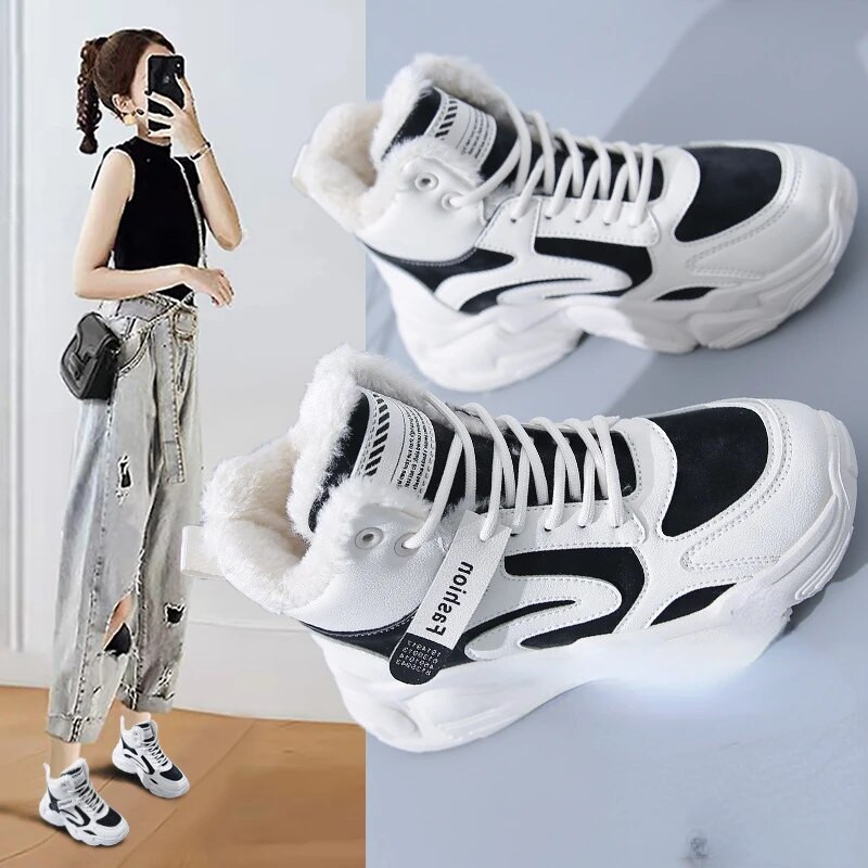 Talvised naiste soojad tossud platvorm lumesaapad pahkluu papud Naiste kausaalsed plüüsist kingad puuvillased naiste saapad Zapatos Mujer