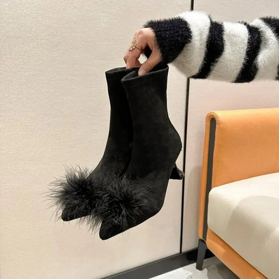 Moteriški auliniai batai Moteriški batai Moteriški madingi aukštakulniai smailūs batai pavasario rudeniniai kalnų krištoliniai trumpi batai