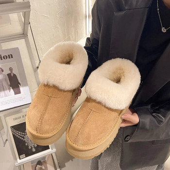 2023 Топли зимни ботуши за сняг,  дамски ежедневни модни плоски класически чехли на ток 4 см Zapatos
