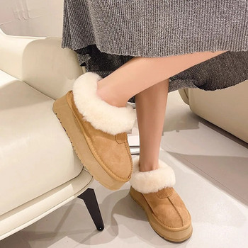 2023 Ζεστές μπότες χιονιού χειμωνιάτικες Γυναικεία casual μόδα Επίπεδη κλασική παντόφλα τακούνι 4cm Zapatos