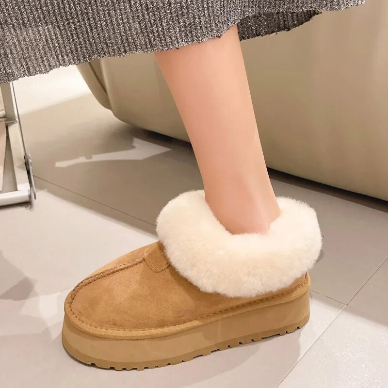 2023. aasta soojad talvised lumesaapad, ehtsast nahast naiste vabaaja mood, pahkluu ja lame, klassikaline sussi konts, 4 cm Zapatos