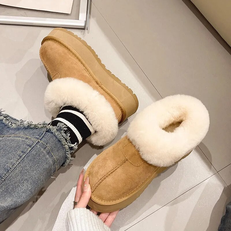 2023. aasta soojad talvised lumesaapad, ehtsast nahast naiste vabaaja mood, pahkluu ja lame, klassikaline sussi konts, 4 cm Zapatos