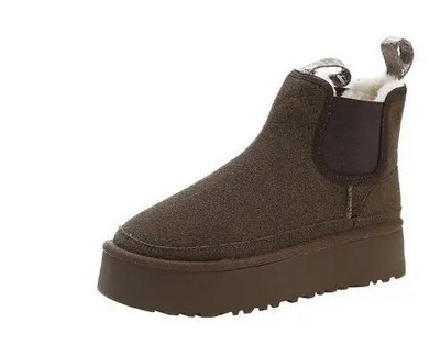 Στρογγυλές γυναικείες μπότες Παπούτσια Χειμερινά παπούτσια Μπότες-Γυναικείες Αυστραλία Χαμηλή Lolita 2023 Rubber Autumn Snow Flock Rome Lace-Up Cotton F