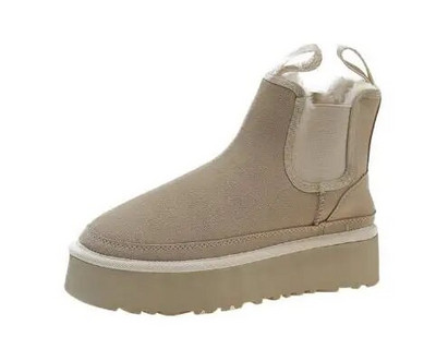 Στρογγυλές γυναικείες μπότες Παπούτσια Χειμερινά παπούτσια Μπότες-Γυναικείες Αυστραλία Χαμηλή Lolita 2023 Rubber Autumn Snow Flock Rome Lace-Up Cotton F