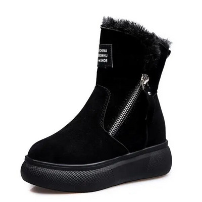 Στρογγυλές γυναικείες μπότες Παπούτσια Χειμερινά παπούτσια Μπότες-Γυναικείες Αυστραλία Χαμηλή Lolita 2023 Rubber Autumn Snow Flock Rome Lace-Up Cotton F