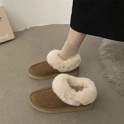 Στρογγυλές γυναικείες μπότες Παπούτσια Χειμερινά παπούτσια Μπότες-Γυναικείες Αυστραλία Χαμηλή Lolita 2023 Rubber Autumn Snow Flock Rome Lace-Up Cotton F