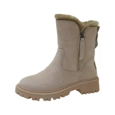 Στρογγυλές γυναικείες μπότες Παπούτσια Χειμερινά παπούτσια Μπότες-Γυναικείες Αυστραλία Χαμηλή Lolita 2023 Rubber Autumn Snow Flock Rome Lace-Up Cotton F