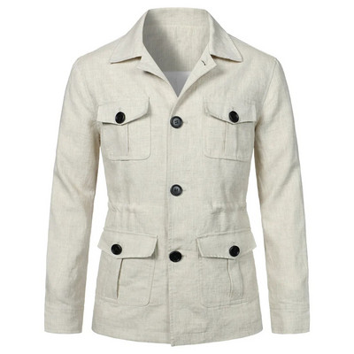 Meeste mantlid Safari jakk Linane Briti Retro Gentry Ülikond Taskud Ülerõivad ja mantlid Mood Ühevärvilised Meeste Topid Ropa Hombre