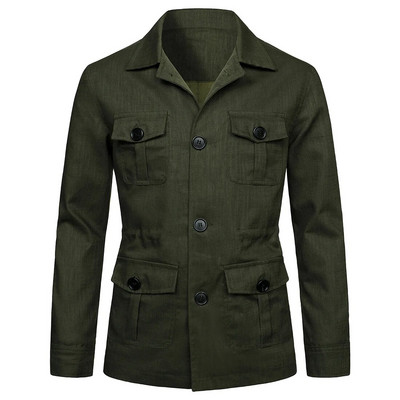 Meeste mantlid Safari jakk Linane Briti Retro Gentry Ülikond Taskud Ülerõivad ja mantlid Mood Ühevärvilised Meeste Topid Ropa Hombre