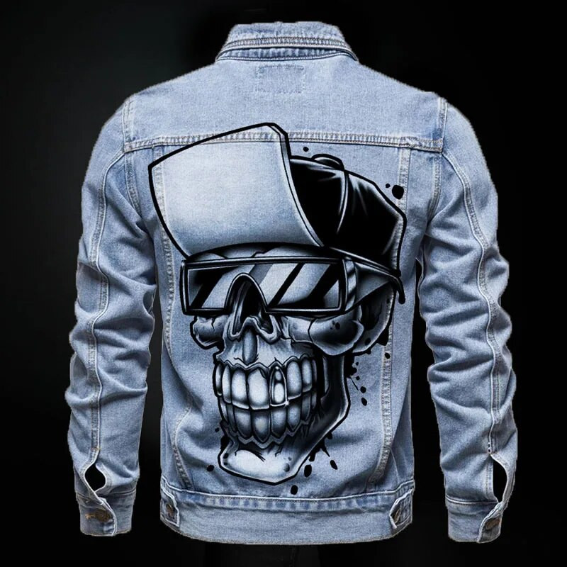 Y2K Jope Mantlid Denim Meeste Mood Ülerõivad Õhukesed pikkade varrukatega nööpidega revääriga Teksajakid Särk Meeste Sügisvintage Skull jakid