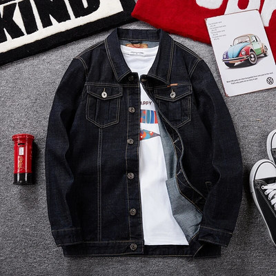 HIQOR negabaritinė džinsinė striukė 8xl 7xl 6xl vyriška madinga striukė Medvilninė solidi striukė ilgomis rankovėmis 2023 m. Nauji švarkai Vyriški paltai