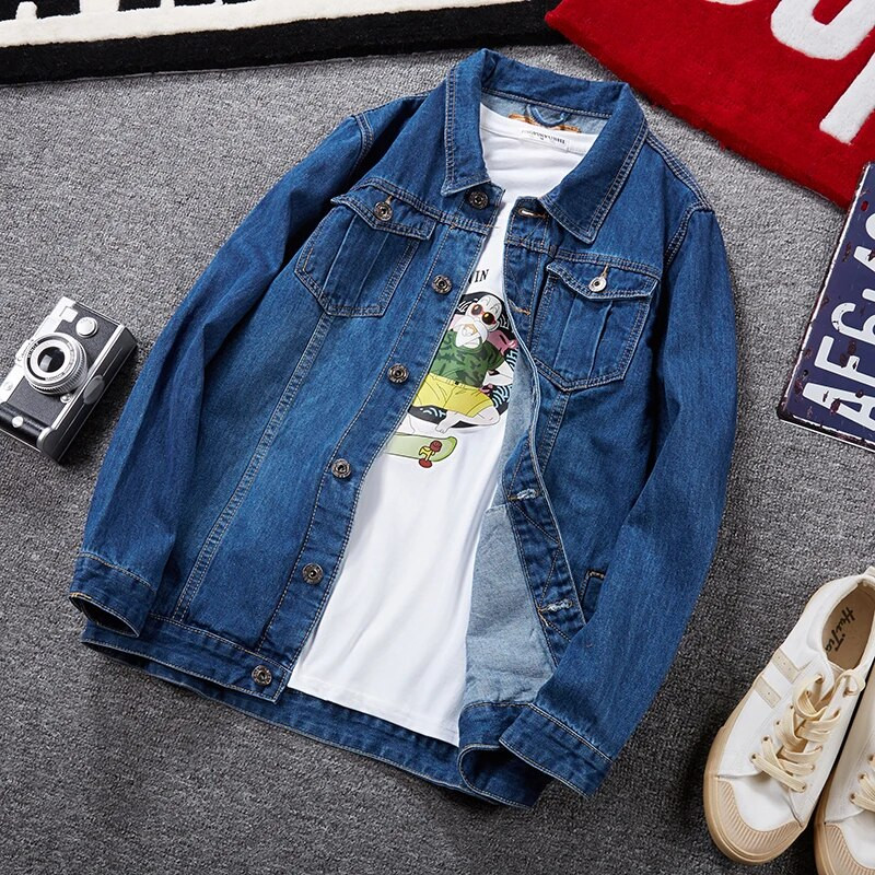 HIQOR negabaritinė džinsinė striukė 8xl 7xl 6xl vyriška madinga striukė Medvilninė solidi striukė ilgomis rankovėmis 2023 m. Nauji švarkai Vyriški paltai