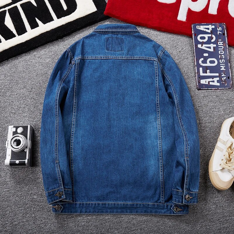 HIQOR negabaritinė džinsinė striukė 8xl 7xl 6xl vyriška madinga striukė Medvilninė solidi striukė ilgomis rankovėmis 2023 m. Nauji švarkai Vyriški paltai