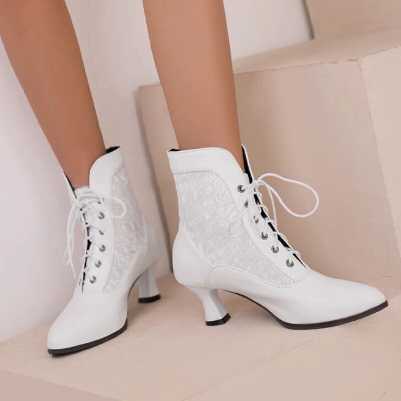 Moteriški Viktorijos laikų smailianosiai kulkšnies batai Madingi odiniai raišteliai Moteriški aukštakulniai batai Moteriški trumpi batai didesnio dydžio 48 valtys