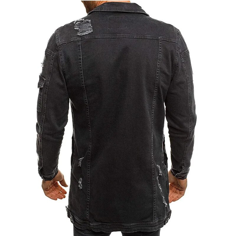 Μακρύ τζιν μπουφάν Ανοιξιάτικο και Φθινόπωρο Ανδρικό Μόδα Μπουφάν Streetwear Μαύρο Τζιν Μπουφάν Ανδρικό Μπλε Μοτοσικλέτα Μπουφάν