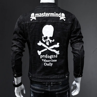 Moderna, pilnīgi jauna, izšūta, ziedu džinsa jaka vīriešu jaunatnei ar garām piedurknēm, personības apdruka, korejiešu jaka, moderns mētelis vīriešiem