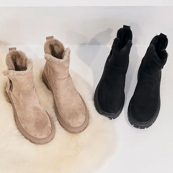Φθινοπωρινές χειμερινές βαμβακερές μπότες για γυναίκες Μασίφ σουέντ casual γυναικεία παπούτσια Warm Plus Velvet Snow Boots Αντιολισθητικά μποτάκια με στρογγυλή μύτη