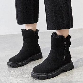 Φθινοπωρινές χειμερινές βαμβακερές μπότες για γυναίκες Μασίφ σουέντ casual γυναικεία παπούτσια Warm Plus Velvet Snow Boots Αντιολισθητικά μποτάκια με στρογγυλή μύτη