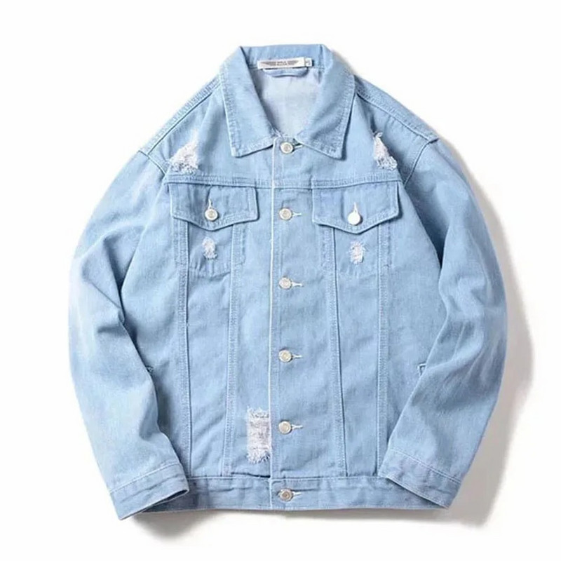 Vīriešu pavasara plēstā džinsu jaka Ielu apģērbi Džinsu jakas Liela izmēra rudens džinsi ar garām piedurknēm Top Vintage vīriešu mētelis 2023 Vīrs