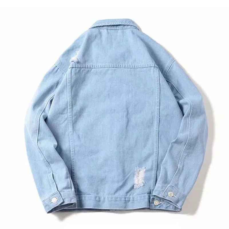 Vīriešu pavasara plēstā džinsu jaka Ielu apģērbi Džinsu jakas Liela izmēra rudens džinsi ar garām piedurknēm Top Vintage vīriešu mētelis 2023 Vīrs