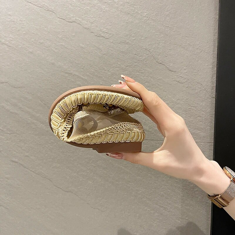 2023. Nove čipkaste mrežaste natikače s kristalnim cvjetnim motivima Ženske udobne prozračne ljetne cipele za hodanje Ženske modne balerinke