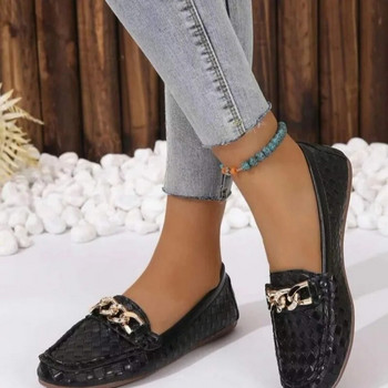 2023 Водна вълна с шарка на верига, катарама Дамски ежедневни обувки Меки мокасини за шофиране Мокасини Дамски приплъзващи се обувки Mama Обувки с равни обувки