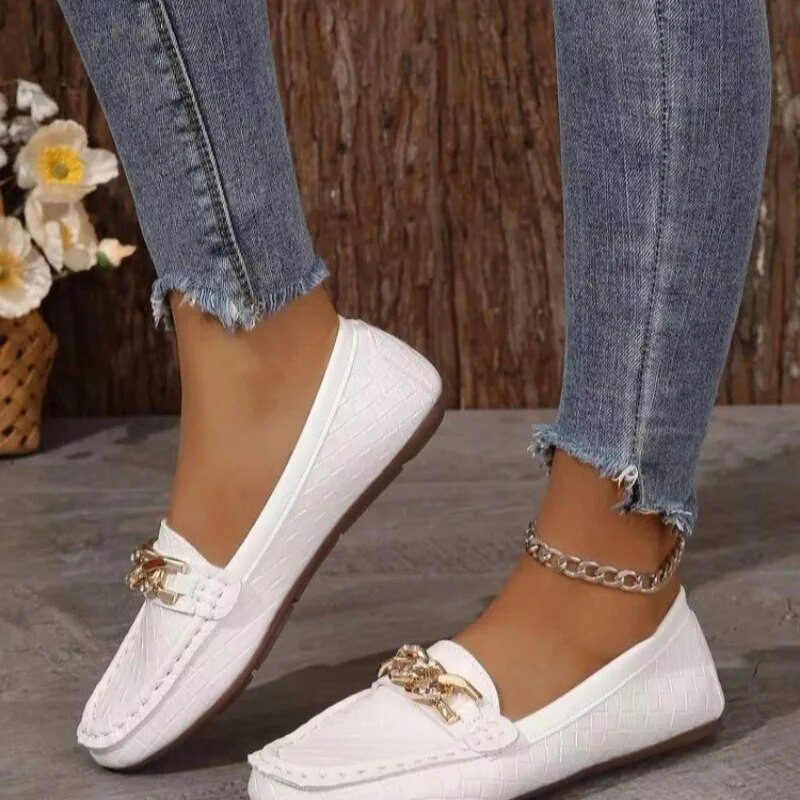 2023 Vodeni valoviti uzorak Kopča lanac Ženske cipele za slobodno vrijeme Mekane mokasine za vožnju Mokasinke Ženske natikače Mama cipele Ravne cipele