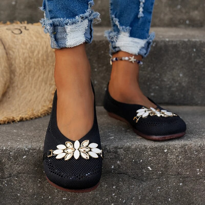 2023. aasta uued võrkkangast hingavad tossud Naiste hingavad kerged jalatsid, lamedad vabaajajalatsid Naiste trendikad silmkoelised võrktossud