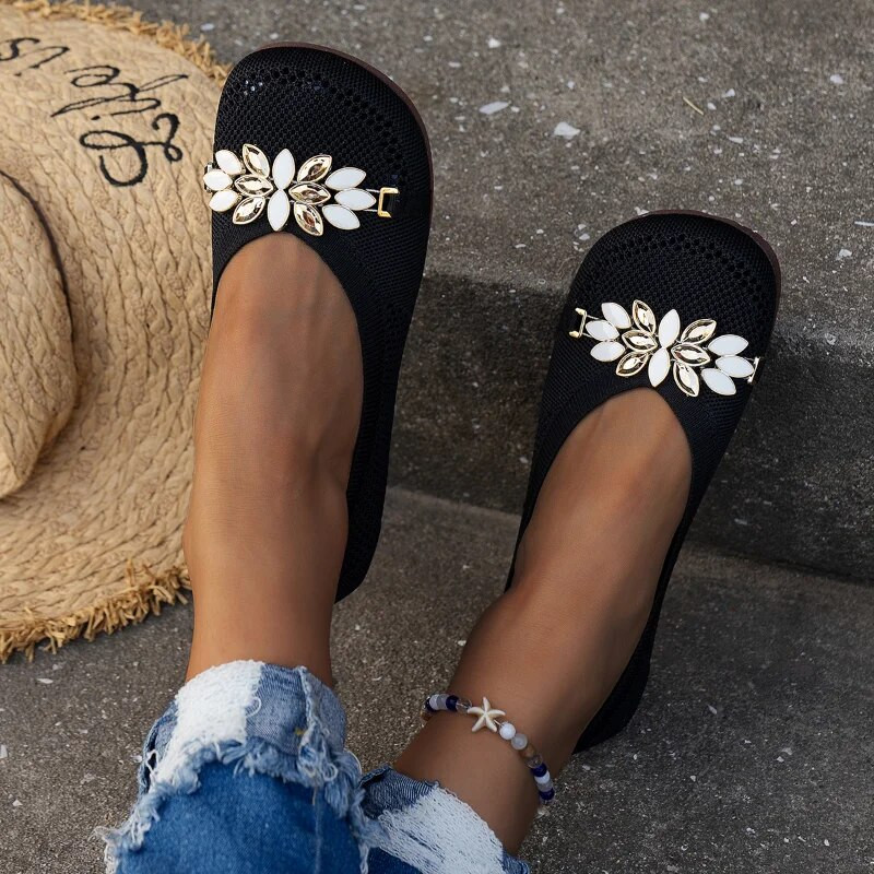 2023. aasta uued võrkkangast hingavad tossud Naiste hingavad kerged jalatsid, lamedad vabaajajalatsid Naiste trendikad silmkoelised võrktossud