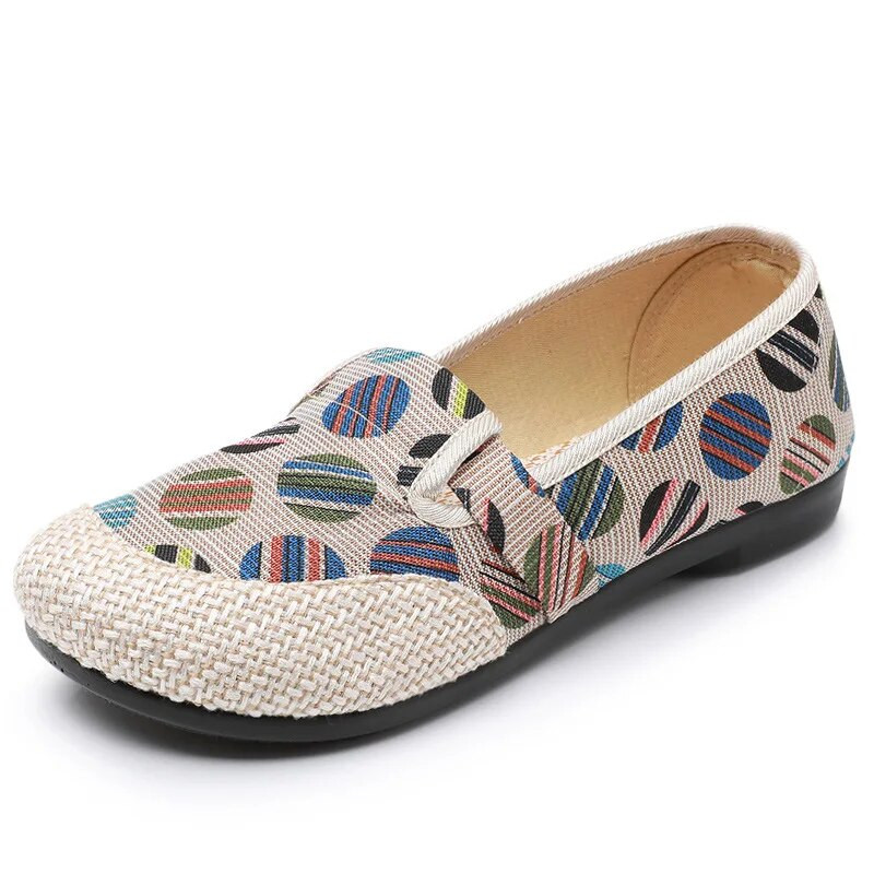 Pavasarį ir vasarą patogūs medžiaginiai batai, moteriški kvėpuojantys lininiai žvejų batai.