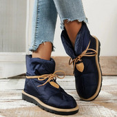 2023 Φθινοπωρινά νέα μποτάκια για γυναίκες αδιάβροχα, υφασμάτινα casual παπούτσια Comfort soft sole short boots Fashion Lace Up Βαμβακερά παπούτσια